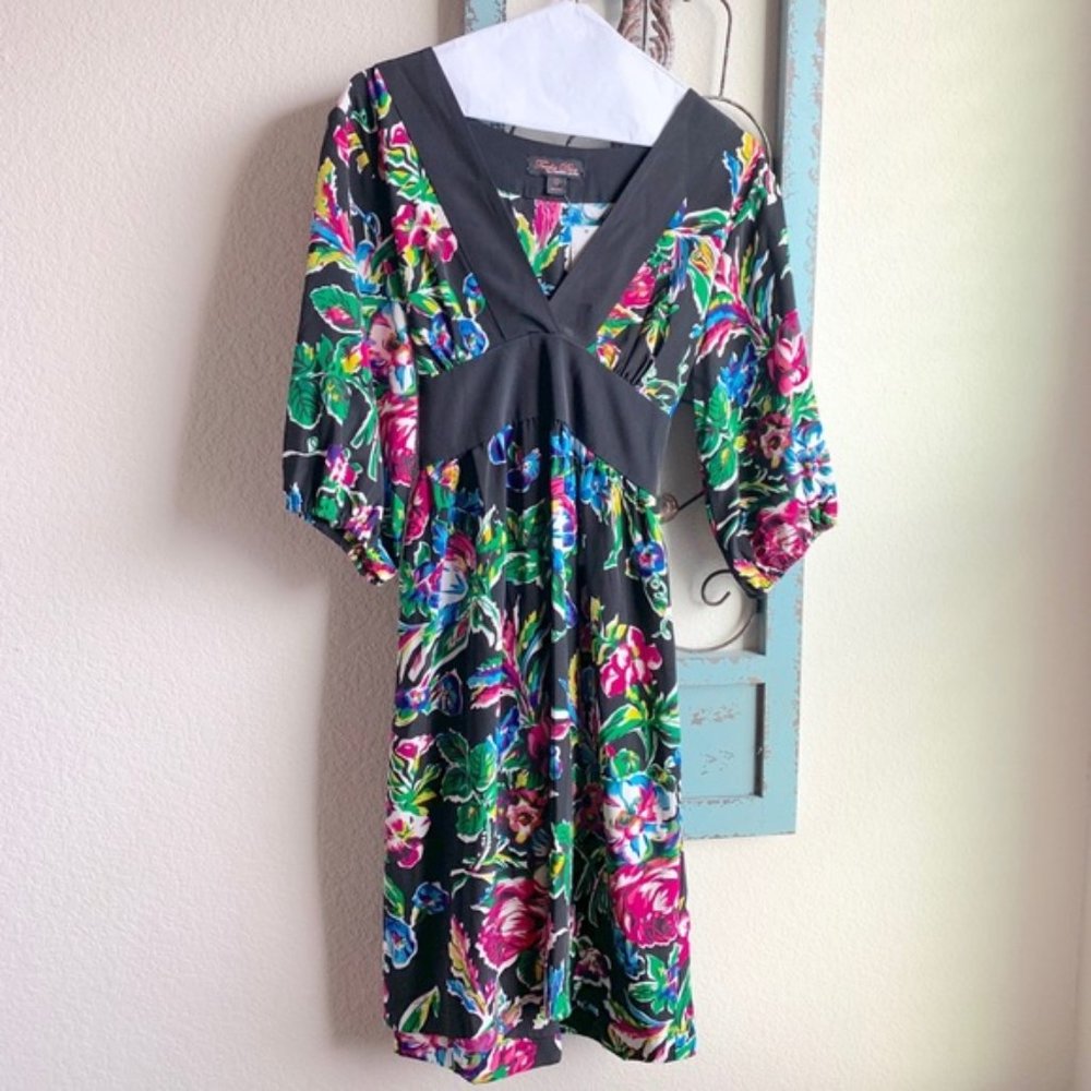 Trashy Diva Black Floral V-Neck Dress